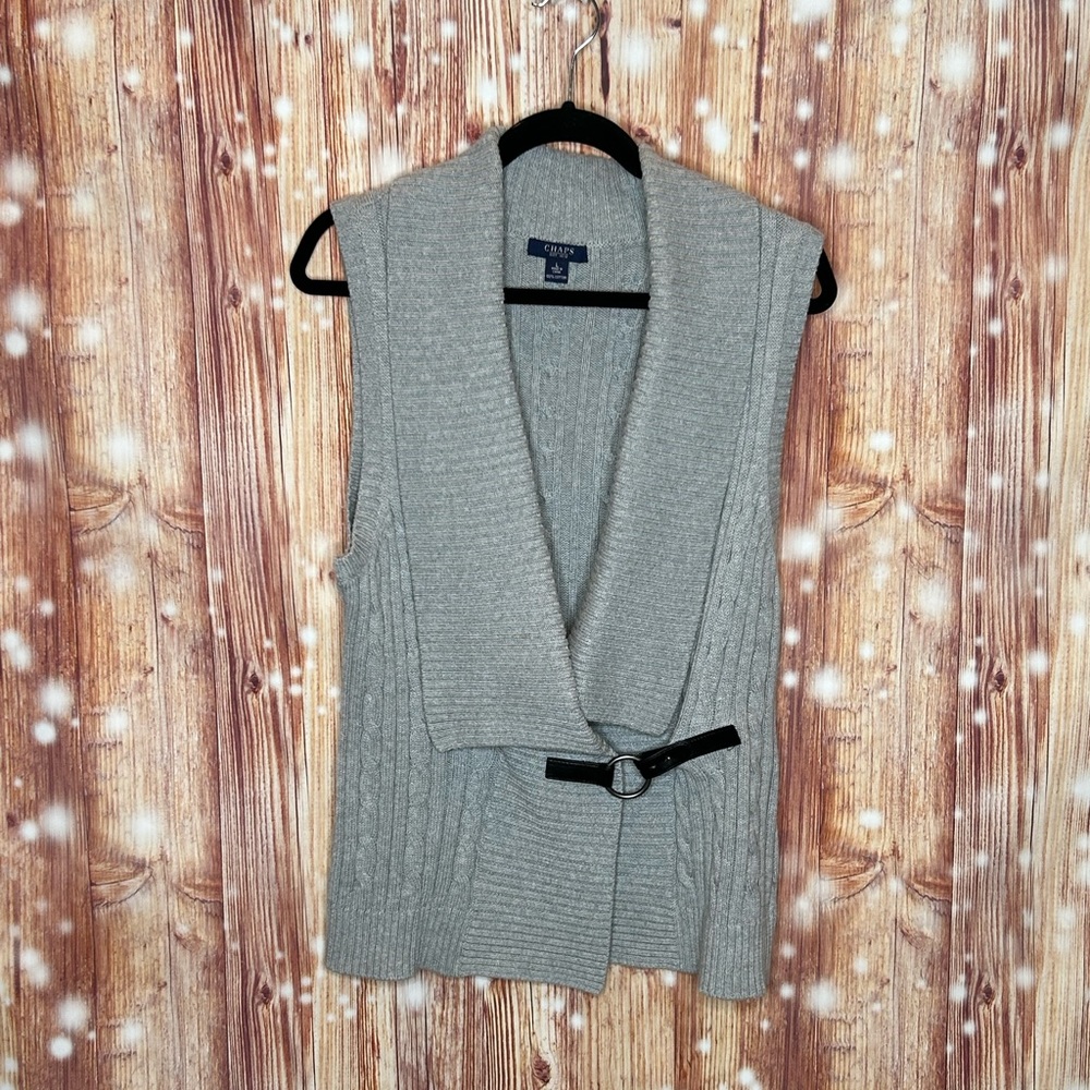 Chaps Cable Knit Sweater Vest with Ring Toggle Closure Size Large
